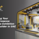 A sleek and modern exhibition stand designed by a professional builder in the UAE.
