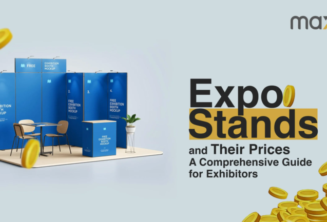 Custom-designed expo stand by Max+ showcasing products and brand presence at a trade show.